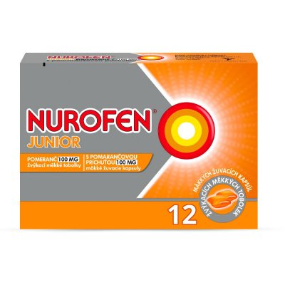 Nurofen Junior Pomeranč 100 mg 12 žvýkacích tobolek