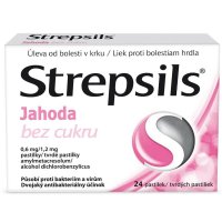 Strepsils Jahoda bez cukru 0,6 mg/1,2 mg 24 pastilek