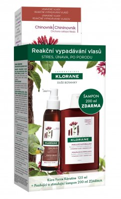 KLORANE Reakční vypadávání vlasů Force Kératine 125 ml + Šampon s chininem 200 ml