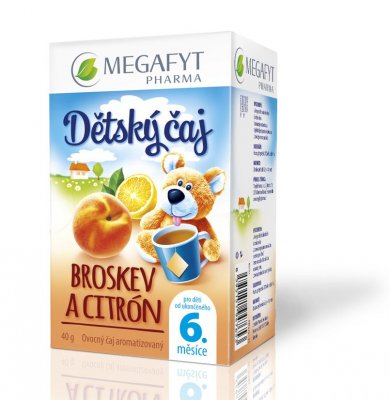 Megafyt Dětský čaj broskev a citrón porcovaný čaj 20x2 g Megafyt Dětský čaj broskev a citrón porcovaný čaj 20x2 g