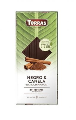 Torras Negro Dark čokoláda se skořicí a stévií 125 g