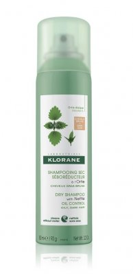 KLORANE Seboregulační suchý šampon s kopřivou na mastné tmavé vlasy 150 ml