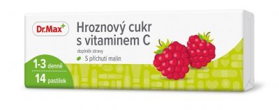 Dr.Max Hroznový cukr s vitaminem C malina 14 pastilek