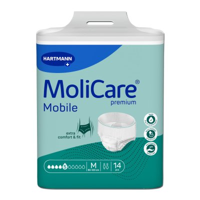 KALHOTKY NAVLÉKACÍ MOLICARE MOBILE 5 KAPEK M BOKY 80-120CM,1154ML,14KS