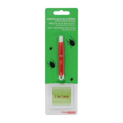 ALFA Pinzeta na klíšťata sada s antibakteriálním ubrouskem