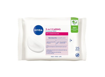 Nivea Jemné pleťové ubrousky pro suchou až citlivou pleť 25 ks