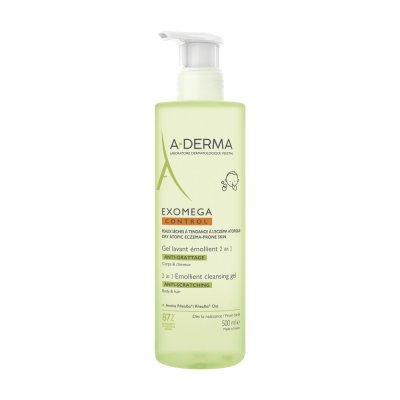 A-Derma Exomega Control Zvláčňující mycí gel 500ml pro suchou kůži se sklonem k atopii 2v1