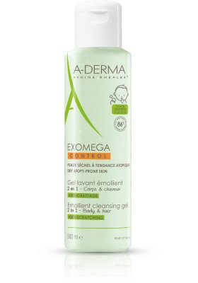 A-Derma Exomega Control zvláčňující mycí gel 2v1 pro suchou kůži se sklonem k atopii 500 ml