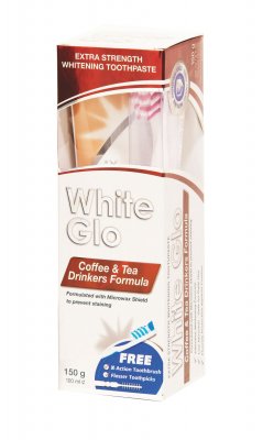 White Glo zubní pasta Coffee and Tea Drinkers 150 g + kartáček a mezizubní kartáček dárková sada