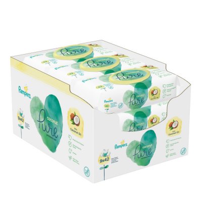 Pampers Coconut Pure Dětské Čisticí Ubrousky 9x42 9 x 42 ks