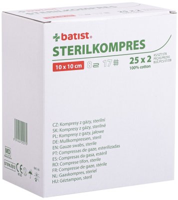 STERILKOMPRES gáza 8vr.17n.10x10cm 25x2ks STERILKOMPRES gáza 8vr.17n.10x10cm 25x2ks