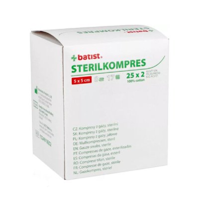 Sterilkompres gáza kompresní sterilní 5 x 5cm/25 x 2 ks