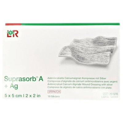 KRYTÍ ALGINÁTOVÉ SE STŘÍBREM SUPRASORB A+AG 5X5CM,10KS