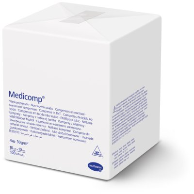 KOMPRESY MEDICOMP NESTERILNÍ 10X10CM,NETKANÝ TEXTIL,100KS