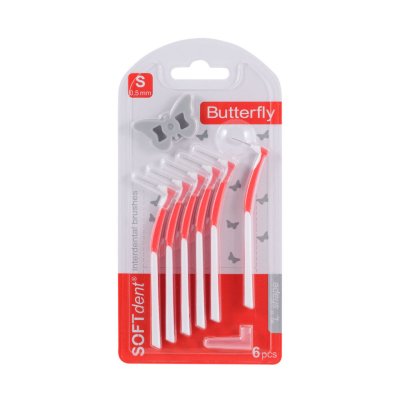 SOFTdent Butterfly mezizub. kartáček zahnutý S 6ks