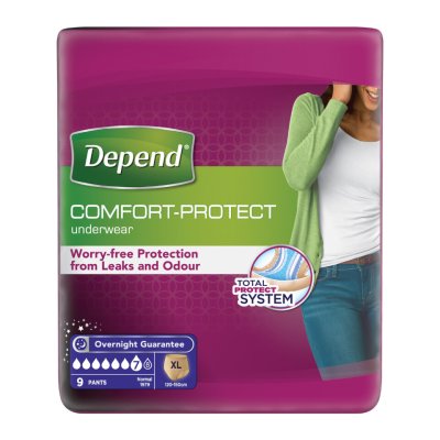 DEPEND normal XL Natahovací kalhotky pro ženy 995 ml, obvod v pase 120-150 cm, 9ks