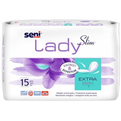 SENI LADY SLIM EXTRA inkontinentní vložky pro ženy, 15 ks, 14 x 26,5cm