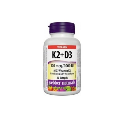 Webber Naturals K2+D3 120mcg/1000IU cps.30