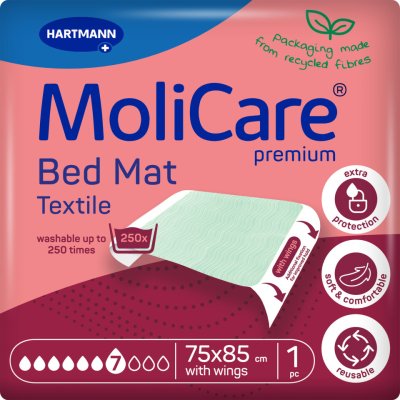 Podložka MoliCare Bed Mat 7 kapek textilní se záložkami 75x85 cm 1 ks Podložka MoliCare Bed Mat 7 kapek textilní se záložkami 75x85 cm 1 ks