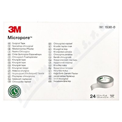 3M Micropore papírová náplast 1530-0 bílá 1,25 cm x 9,1 m 24 ks - II. jakost