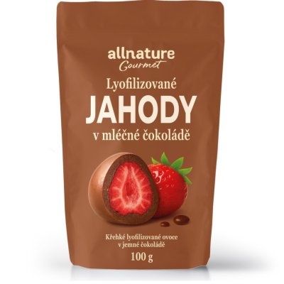 Allnature Jahody sušené mrazem v mléčné čoko 100g