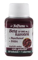 Medpharma Beta karoten 10.000 m.j.+ Panthenol + PABA 37 tobolek