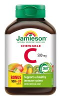 Jamieson Vitamín C 500 mg tropické ovoce 120 cucacích tablet Jamieson Vitamín C 500 mg tropické ovoce 120 cucacích tablet