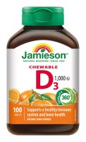 Jamieson Vitamin D3 1000 IU pomeranč 100 cucacích tablet Jamieson Vitamin D3 1000 IU pomeranč 100 cucacích tablet