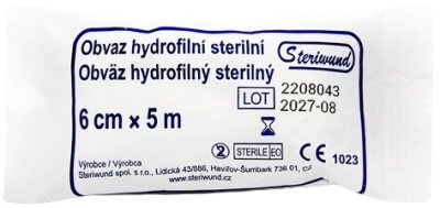 Steriwund Obinadlo hydrofilní pletené sterilní 6 cm x 5 m 1 ks