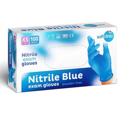 SOFTCLINIC Nitril modré nepudrované 100 ks