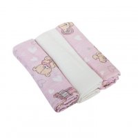 Bomimi Pleny bavlna Premium 80x70cm medvídek-růžová 3ks
