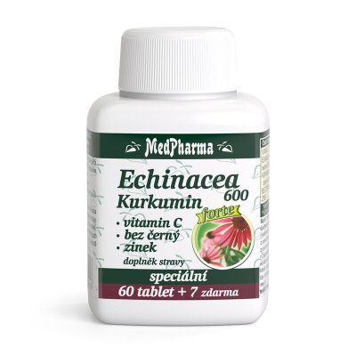 Medpharma Echinacea 600 Forte + kurkumin + vitamin C + bez černý + zinek 67 tablet