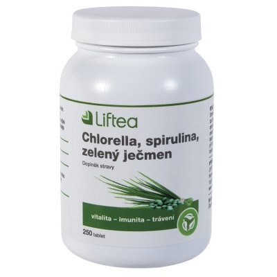 Liftea Chlorella, spirulina, zelený ječmen 250 tablet