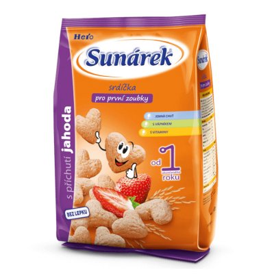 Hero SUNÁREK Dětský snack jahodová srdíčka 50 g