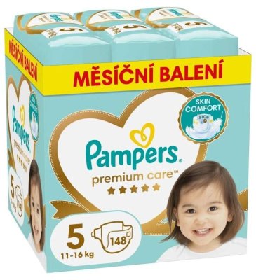 PAMPERS Premium Care plenky velikost 5 Junior 11-15kg měsíční balení 148 ks