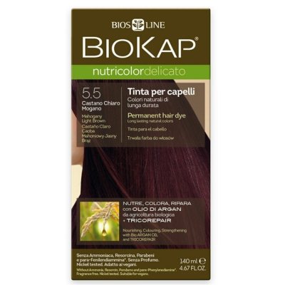 BIOKAP Nutricolor Delicato 5.50 Hnědá - světlý mahagon barva na vlasy 140 ml