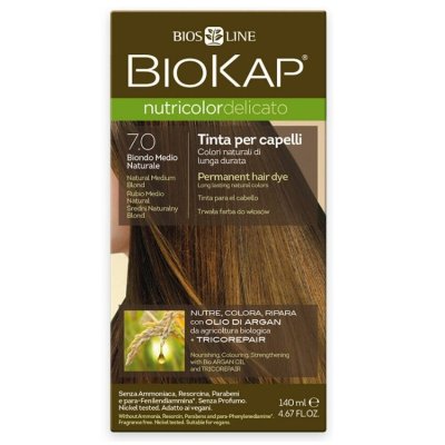 BIOKAP Nutricolor Delicato 7.0 Blond přírodní střední barva na vlasy 140 ml