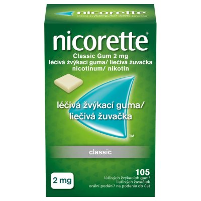 Nicorette Classic Gum 2 mg léčivá žvýkací guma 105 žvýkaček