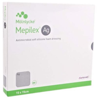 MEPILEX AG 15X15 CM, 5 KS, ANTIMIKROBIÁLNÍ PĚNOVÉ KRYTÍ SE SI