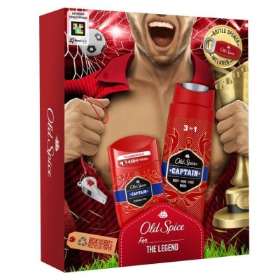 Old Spice Footballer, Dárková Sada S Tuhým Deodorantem, Sprchovým Gelem Captain A Otvírákem Na Lahve 1 ks