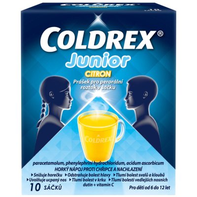 COLDREX JUNIOR CITRON 300MG/5MG/20MG perorální PLV SOL SCC 10