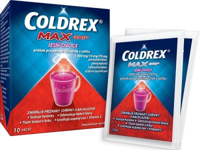 COLDREX MAXGRIP LESNÍ OVOCE 1000MG/10MG/70MG POR PLV SOL SCC 10 II