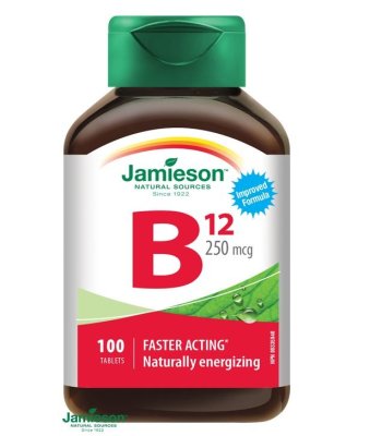 Jamieson Vitamín B12 metylkobalamín 250 μg 100 tablet