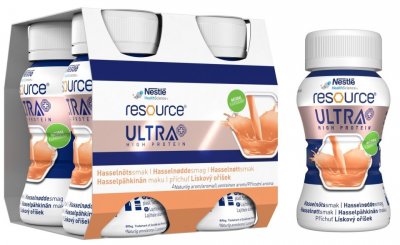 RESOURCE ULTRA + HIGH PROTEIN PŘÍCHUŤ LÍSKOVÝ OŘÍŠEK POR SOL 4X125ML