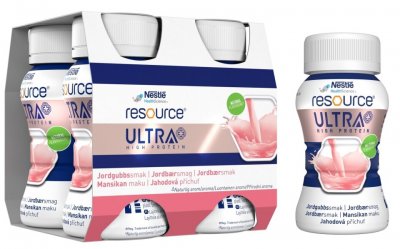 RESOURCE ULTRA + HIGH PROTEIN JAHODOVÁ PŘÍCHUŤ POR SOL 4X125ML