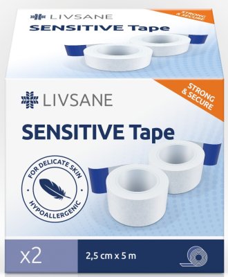 LIVSANE Fixační náplast Sensitive 2.5cmx5m 2ks