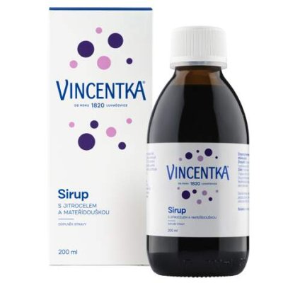 Vincentka Sirup s jitrocelem a mateřídouškou 200 ml