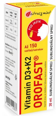 Vitamín D3+K2 OROFAST sublinguální sprej 30ml