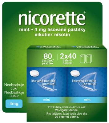 Nicorette Mint 4 mg 2x40 lisovaných pastilek