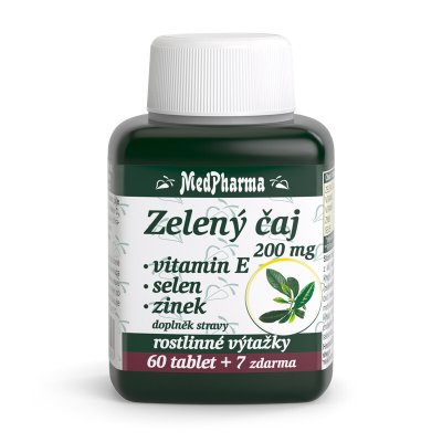 Medpharma Zelený čaj + vitamin E + Selen + Zinek 67 tablet